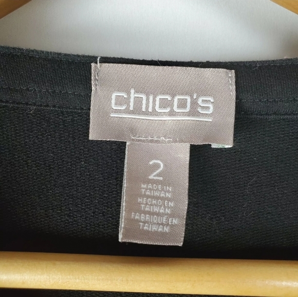 Chicos 2 Blazer Jacket Full Zip Geometric Stretch Lace Black Beige Large - Picture 6 of 8